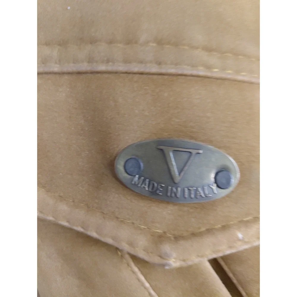 Vintage Spiezia tan leather Suede bomber jacket inner Lining S XL Made In Italy